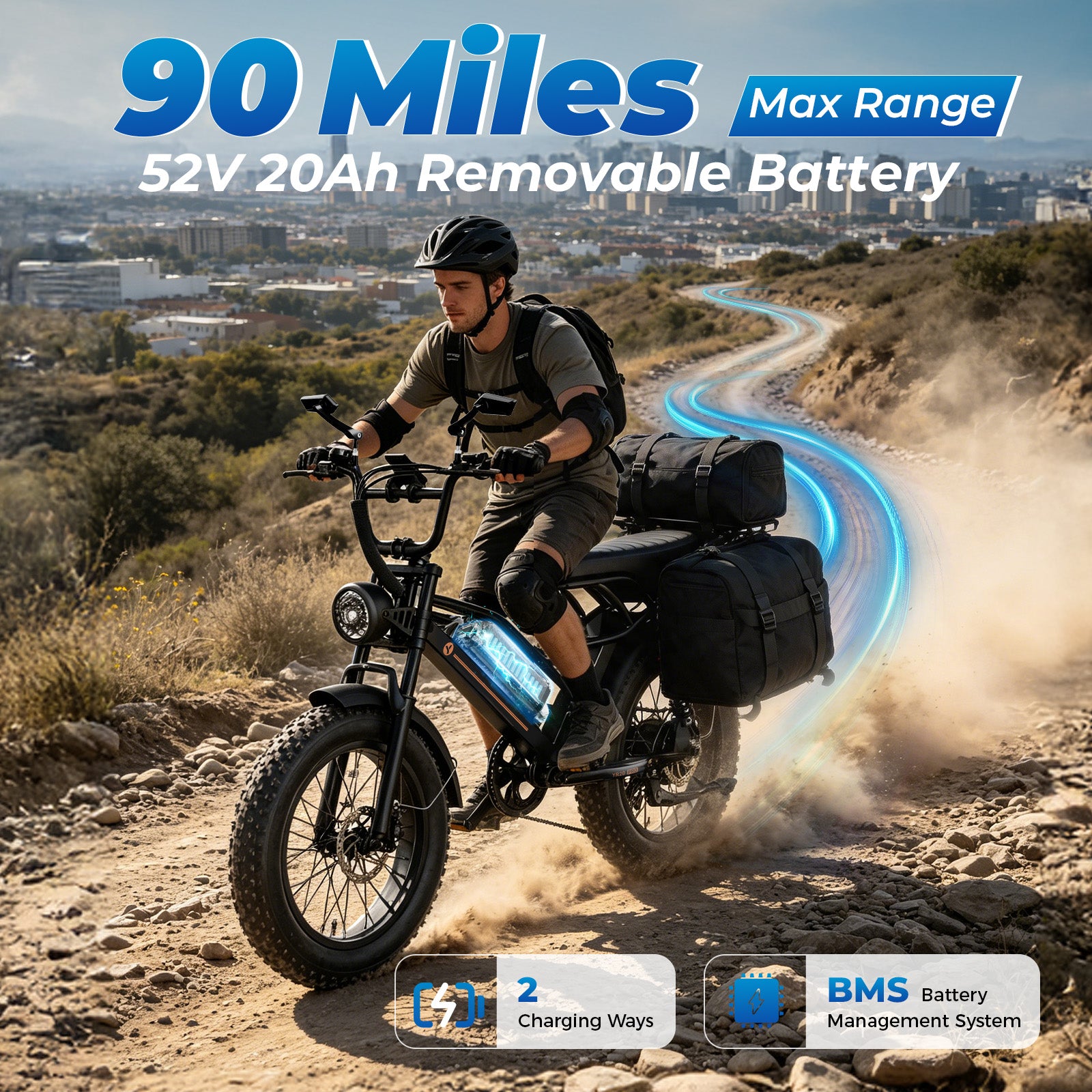 Jasion YR20Pro Electric Bike,3000W Peak Motor&32MPH Ebike,50V 20AH Battery