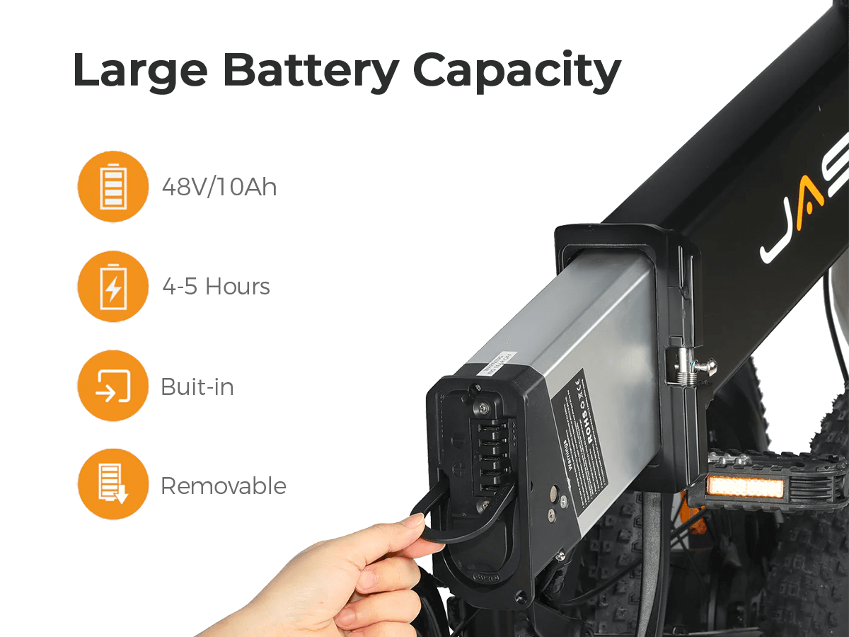 close-up view of removable battery