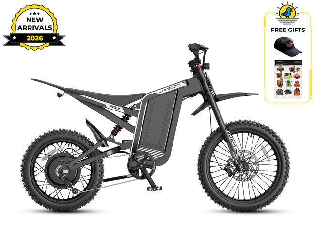 JasionBike Patrol 52 off-road electric dirt bike – Stealth Black full side view