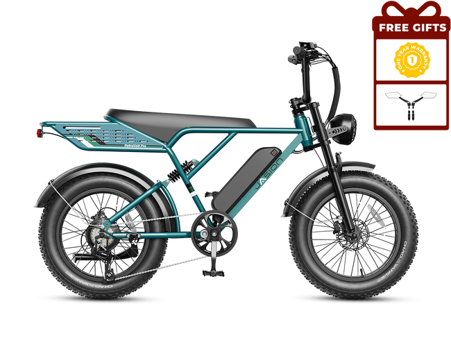 JasionBike RetroVolt Pro retro fat tire electric bike – Venom Green full side view