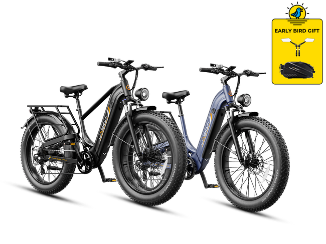 Thunder Pro and Thunder Pro ST electric bike bundle in Stealth Black and Arctic Blue