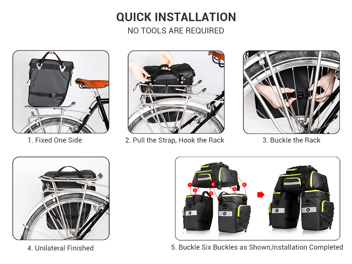 Jasion Ebike®  3 in 1 Cycling Multi-Function Waterproof  Ebike Rear Rack Bag