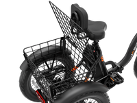 Large rear wire cargo basket accessory for a folding electric trike