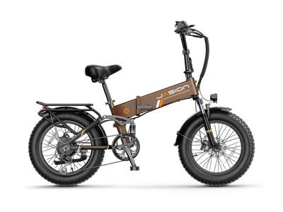 JasionBike Hunter Pro Beast Brown folding fat tire electric bike clean side view