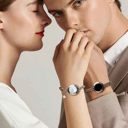 TOTWOO Soulmate 2.0 Touch Bracelets(Silver Cuban Chain+Silver Figaro Chain)