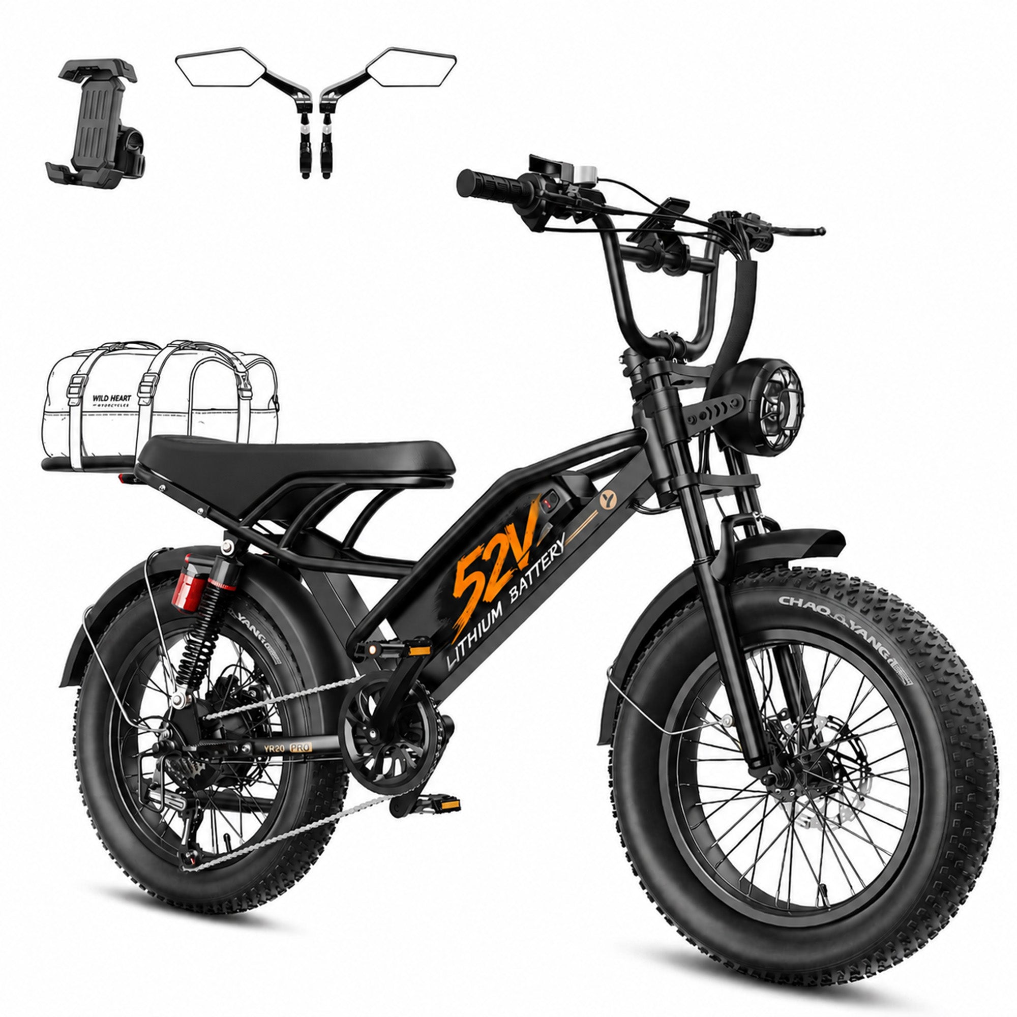 Jasion YR20Pro Electric Bike,3000W Peak Motor&32MPH Ebike,50V 20AH Battery