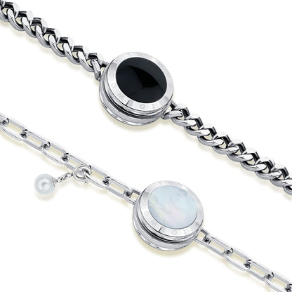 TOTWOO Soulmate 2.0 Touch Bracelets(Silver Cuban Chain+Silver Figaro Chain)